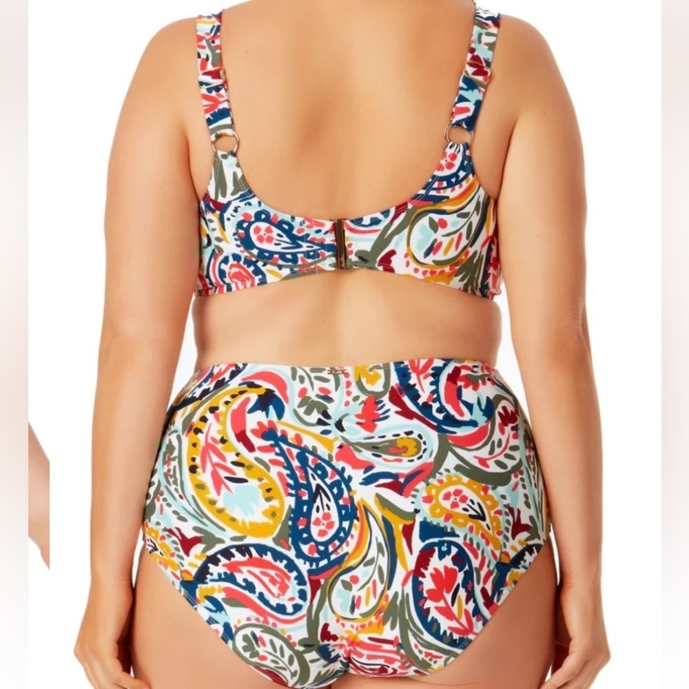Anne Cole Colorful Underwire Twist Front Bikini Bright Swim Top sz 22 W - Picture 3 of 10